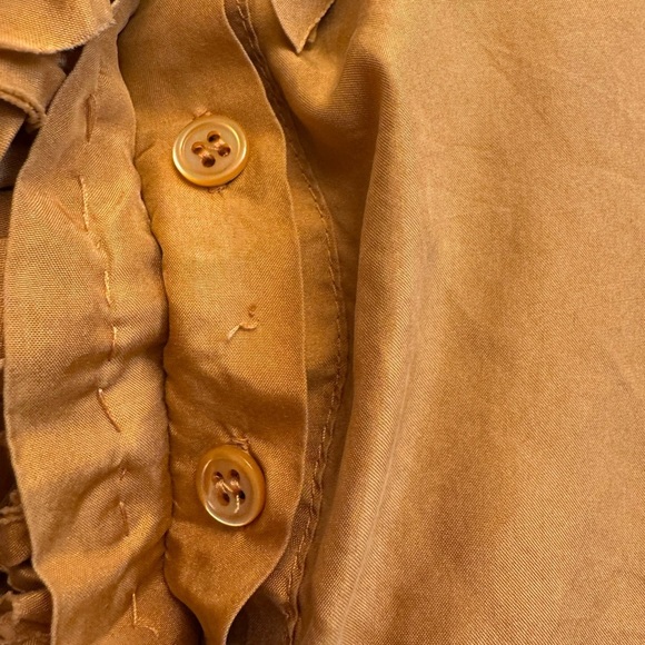 J. CREW SILK V Neck Ruffle Top Gold Sleeveless Top SZ4 Romantic Wedding EUC - Picture 9 of 15